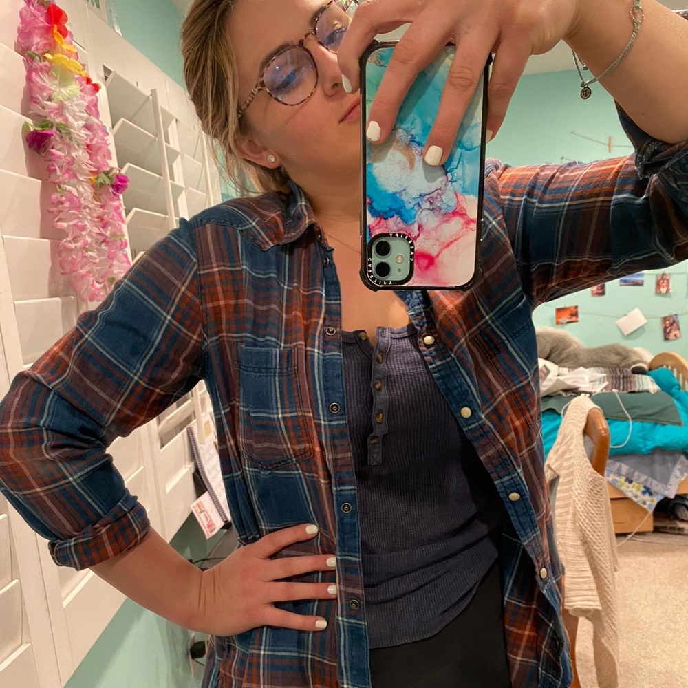 American Eagle boyfriend fit flannel size XL